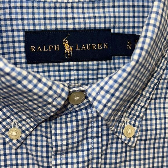 Ralph Lauren Men’s XL blue checked blue pony button down long sleeve shirt - Picture 5 of 10